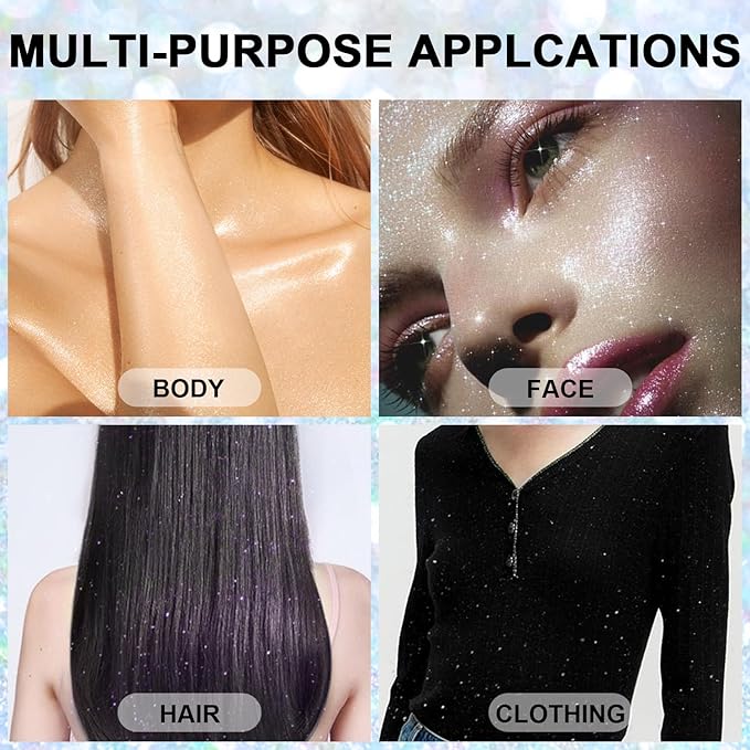 Hair and Body Glitter Spray, 1PC Glint-Rainbow Glitter Hairspray Dry Powder Makeup for Clothes, Festival Rave Prom Loose Sparkle Powder,Holographic Ultra Fine Resin Glitters for Crafts (Glint-Rainbow)