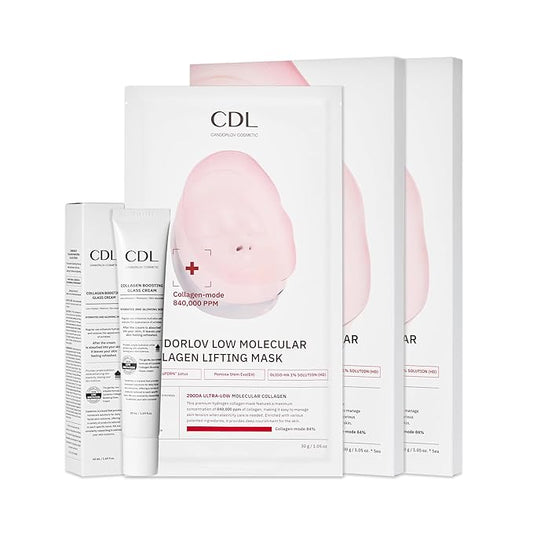 CDL Collagen Duo: Collagen Lifting Mask (10 Sheets) plus Collagen Boosting Cream - Korean Glass Skin Glow Set, Anti-Aging, Firming & Deep Hydrating with CollagenMode Phyto PDRN