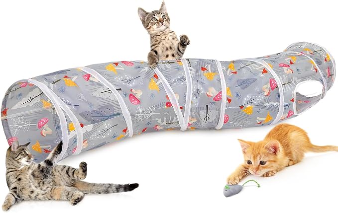 Glittme S-Shape Cat Tunnel, Foldable Cat Tunnels for Indoor Cats