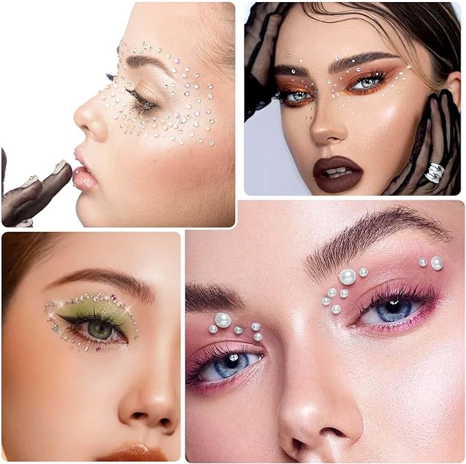 Cosplay Makeup Face Gems with Rhinestone Glue for SFX, Shynek Rhinestones Sticker for Eye Jewels Gems Body Skin Glue Spirit Adhesive for Eye Jewels Hair Costume Cosplay