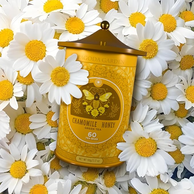 Life Plus Style Gourmet Pagoda Garden Chamomile Honey Green Tea Herbal Green Caffeinated Hot or Iced Natural Sweet Honey 60 Tea Bags