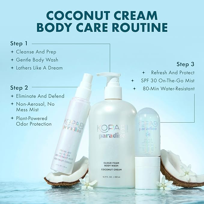 Kopari Paradiso Cloud Foam Body Wash – Coconut Cream | Hydrating Foaming Body Wash with Hyaluronic Acid & Vitamin E | Gentle Cleanse, Coconut Scent