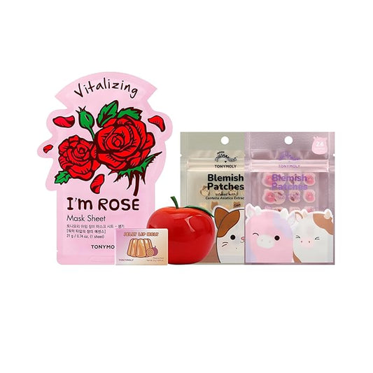 TONYMOLY Fall Refresh K-Beauty Skincare Set – Hydrating Sheet Mask, Jelly Lip, Hand Cream & Blemish Patches + Mini Tote for Everyday Self Care, Hydrated & Glowing Skin