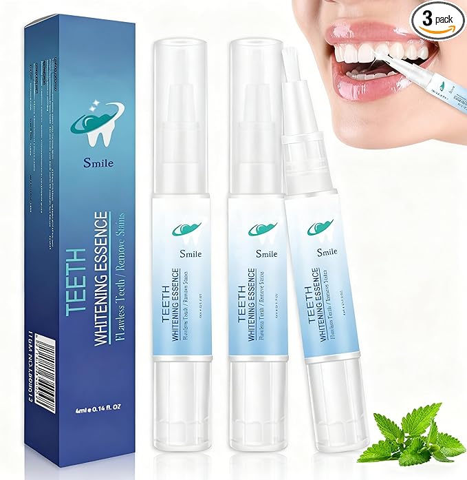 Teeth Whitening Essence Pen - Reduces Teeth Stains and Yellowing, Travel-Friendly Tooth Whitening Pen with Mint Flavor, Gentle on Sensitive Teeth Care (3pcs)