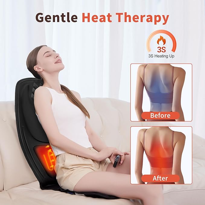 Back Massager for Chair with 8 Motors, Massage Chair Pad, Seat Massager with Lumbar Support,Heating Pad for Home/Office/Wife/Husband/Christmas