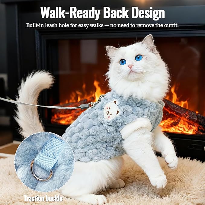 Dog Sweater for Small Dogs Puppy Cats Winter Warm Soft Pet Clothes Pullover Cute Extra Small Dog Apparel, Cat Sweaters for Cats Only Fit Chihuahua Yorkie (Blue, XL)