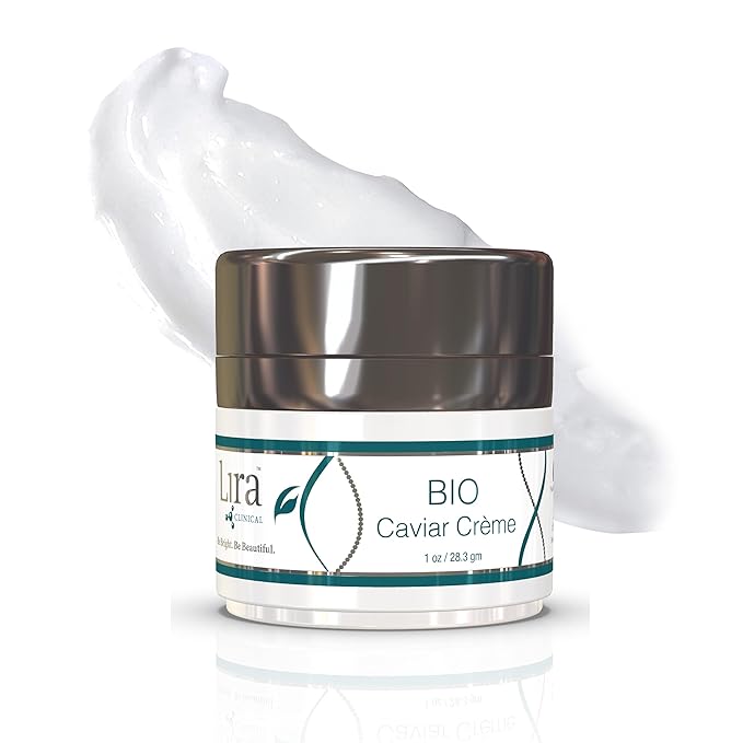 Lira Clinical BIO Caviar Crème - Daily Hydrating Facial Moisturizer with Advanced Peptide Complex and Vitamin C - Night Cream for Dry Skin - Travel Size Nourishing Cream for Skincare Routine - 1 oz