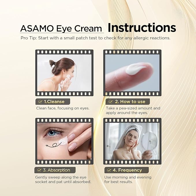 ASAMO Eye Cream for Dark Circles and Puffiness - Under Eye Moisturizer to Reduce Fine Lines & Wrinkles