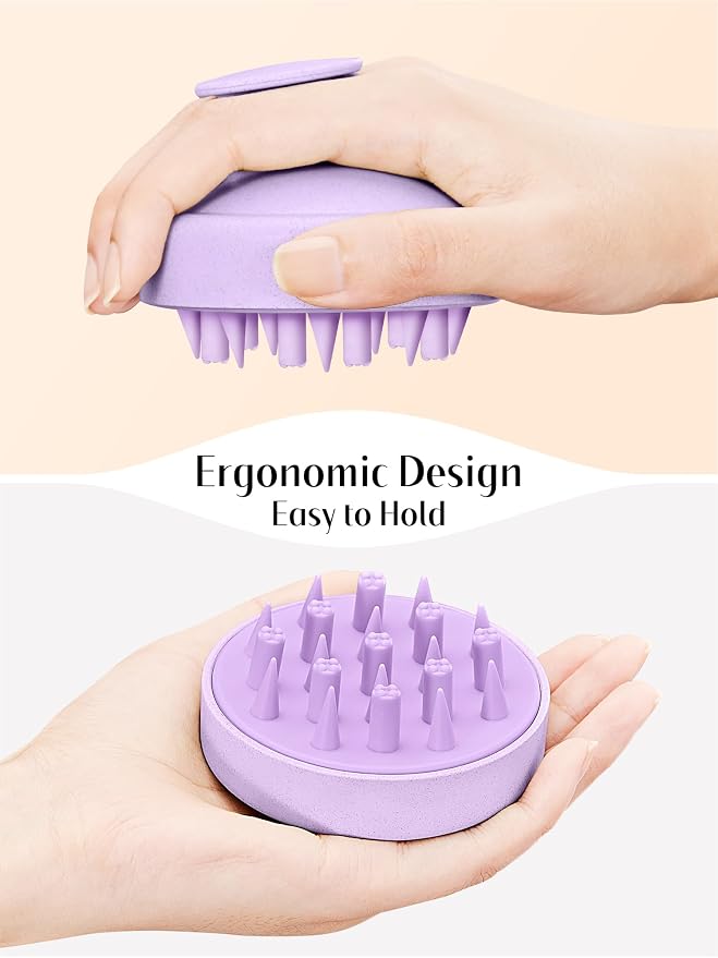 HEETA Hair Scalp Massager for Hair Growth, Shampoo Brush, Scalp Scrubber Exfoliator with Soft Silicone Bristles for Dandruff Removal to Relieve Stress, Wet Dry Use Updated Material, Purple
