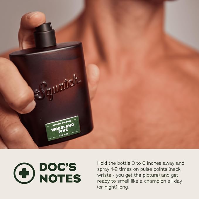 Dr. Squatch Natural Cologne for Men - Scent-Lock Technology and Sustainably-Sourced Ingredients - Woodland Pine Cologne (1.7 fl oz)