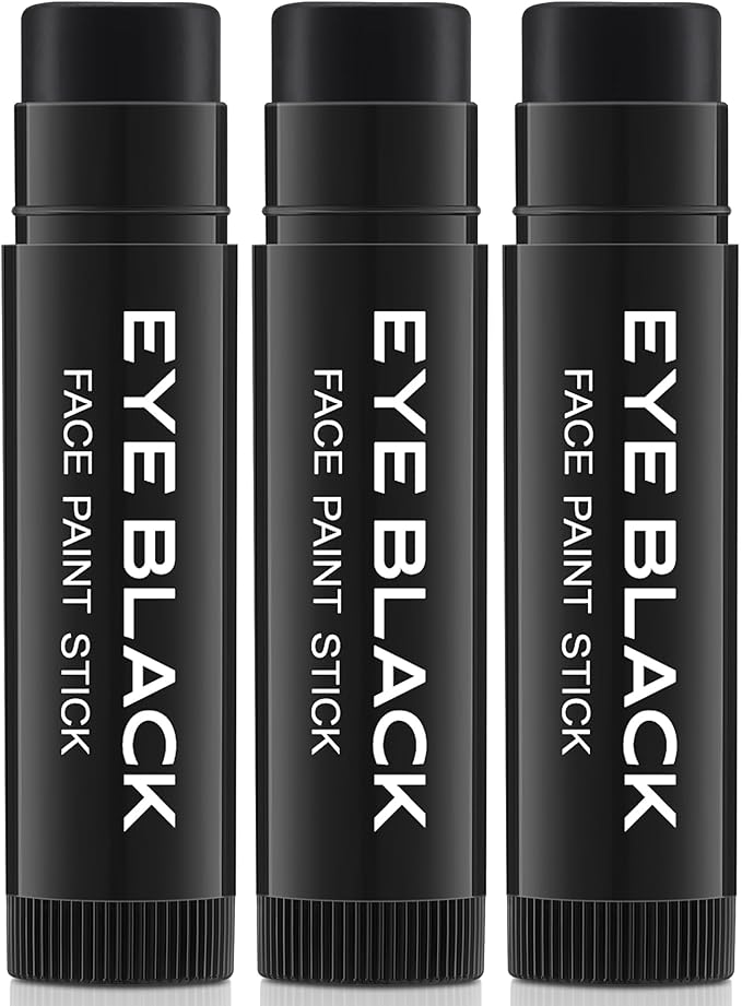 CCbeauty 3 Pack Black Eye Black Stick for Multi Sports, Anti-Glare Eyeblack for Baseball Football Softball Lacrosse Game, Water-Proof Eye Black Grease Paint for Athletes & Fans