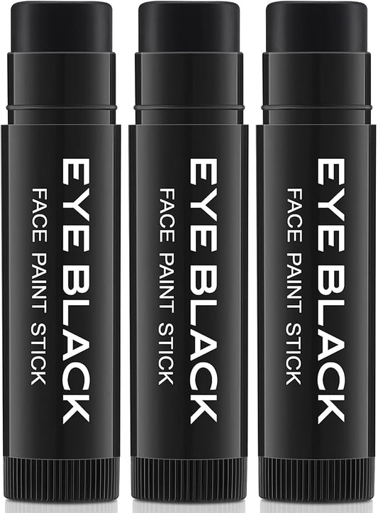 CCbeauty 3 Pack Black Eye Black Stick for Multi Sports, Anti-Glare Eyeblack for Baseball Football Softball Lacrosse Game, Water-Proof Eye Black Grease Paint for Athletes & Fans