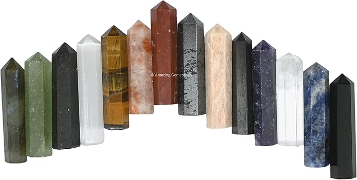 Amazing Gemstone Crystal Points Bulk Healing Crystals & Stones - Premium Single Terminated Healing Wand Point Bulk Crystals for Crafts, Crystal Grid, DIY Work