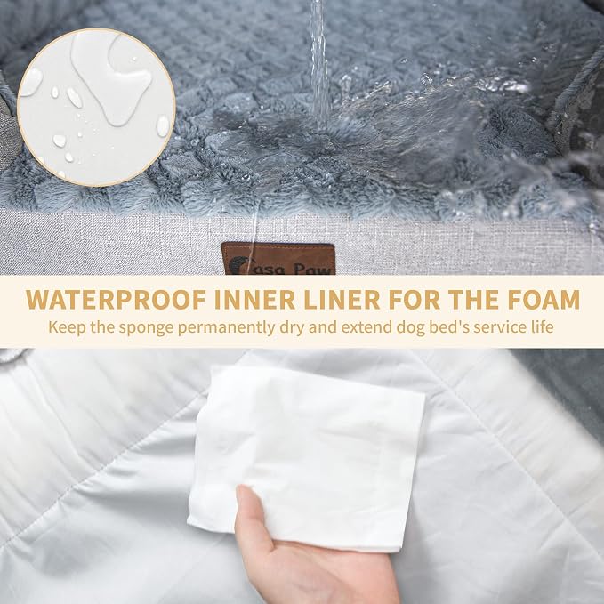 Waterproof Orthopedic Dog Bed for Large Dogs, 36x27in, Dark Grey | Orthopedic Foam Eases Joint Pressure, Bolsters Supports Head And Neck, Washable Pet Beds, Removable Cover, Non-Slip Bottom