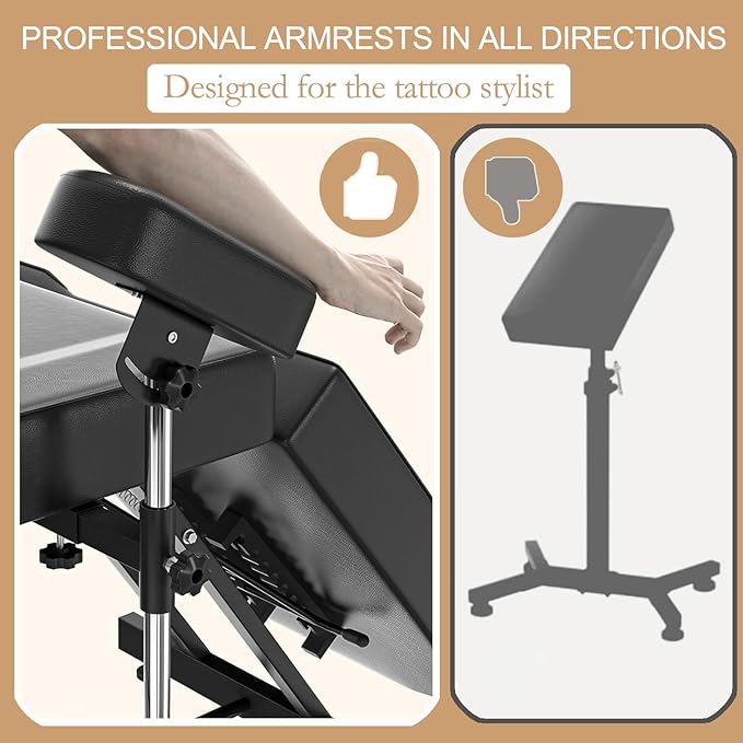Electric Tattoo Chair Bed Esthetician Motorised Height Adjustment Facial Bed for Client, Professional Beauty Spa Chair Massage Table for Lash Extensions