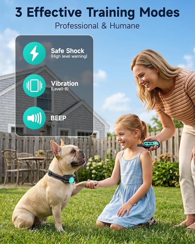 PATPET Dog Shock Collar with Remote Control Unrechargeable Training Collar | 1000Ft Waterproof Shock Collar for Dogs, 3 Training Modes(Beep,Vibration,Shock) for 15-100lbs Small Medium Large Dogs