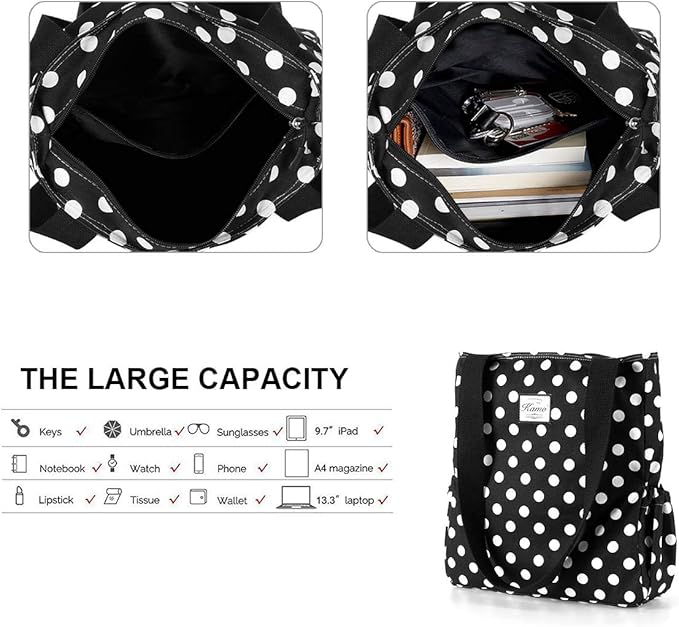 KAMO Floral Tote Bag - Waterproof Lightweight Handbags Travel Shoulder Bag for Hiking Yoga Gym Swimming Travel Beach