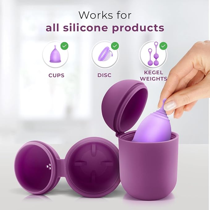 EcoBlossom Reusable Menstrual Cup and Case - The Most Reliable Medical Grade Silicone Period Cups - Comfortably use for 12 Hours (Small, Round Stem & Case)