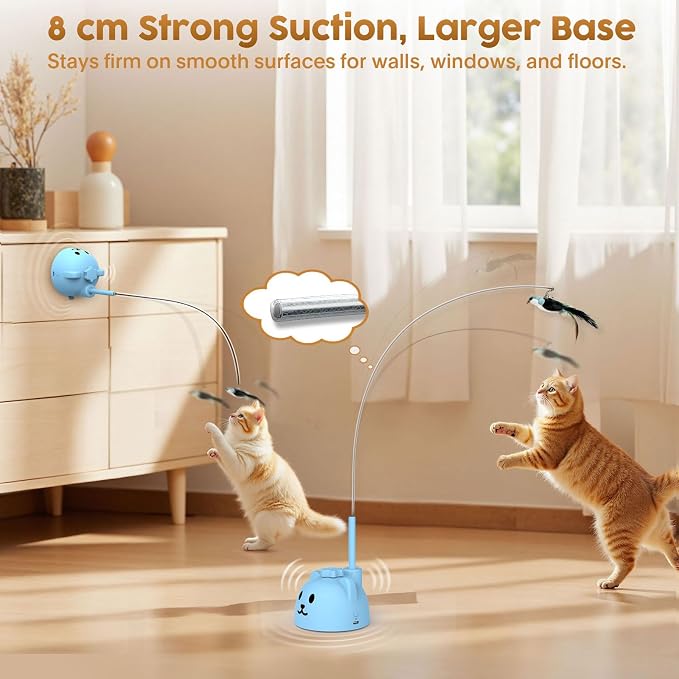 Interactive Cat Toys for Indoor Cats, 360° Automatic Spin Flying Bird Wand