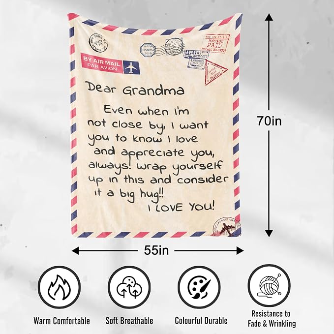 UFOORO Thoughtful Present for Elderly Women, Mother’s Day Grandma Gifts from Grandkids, Gifts for Grandma Soft Fleece Blanket 55 * 70, Mother’s Day Grandmother Gifts Cozy Plush Throw Blanket