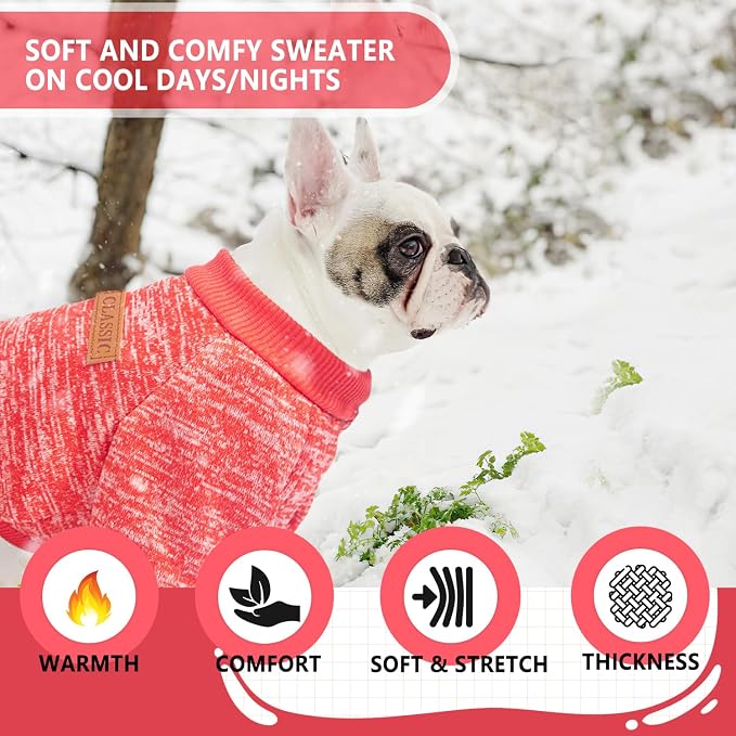 2 Pieces Dog Sweaters for Small Dogs Fall Puppy Clothes Female Winter Fleece Pet Small Dog Sweater for Boy Girl Dogs Yorkie, Chihuahua, Bulldog, Dachshund, Pug,Large