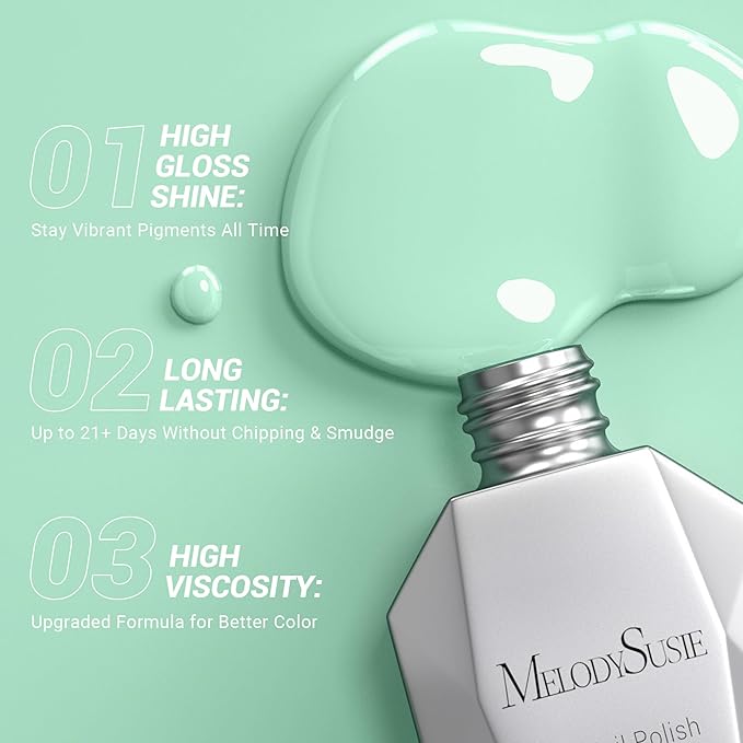 MelodySusie Thick Light Green Gel Nail Polish,0.5fl oz Soak Off UV LED Mint Green Gel Polish Gift for Women Nail Art Manicure Salon DIY Nail Design Decoration at Home-1666