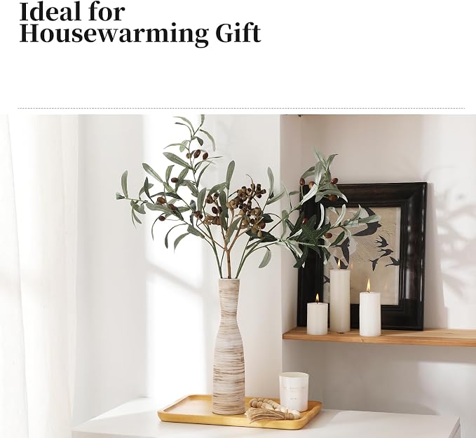 ALMA 13" Small Skinny Ceramic Vase, Thin Boho Flower Vase for Table Decor | White & Brown Modern Vase Home Decor, Perfect for Living Room,Coastal Bedroom and Tabletop Styling, Giftable Small Vase