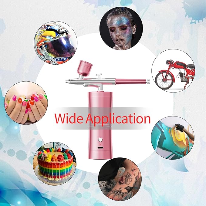 Airbrush Kit Portable Airbrush Air Brush Kit with Air Compressor Airbrush for Nails Airbrush Compressor High Pressure Nail Airbrush Machine Handheld Mini Air Brush Kit (Pink)