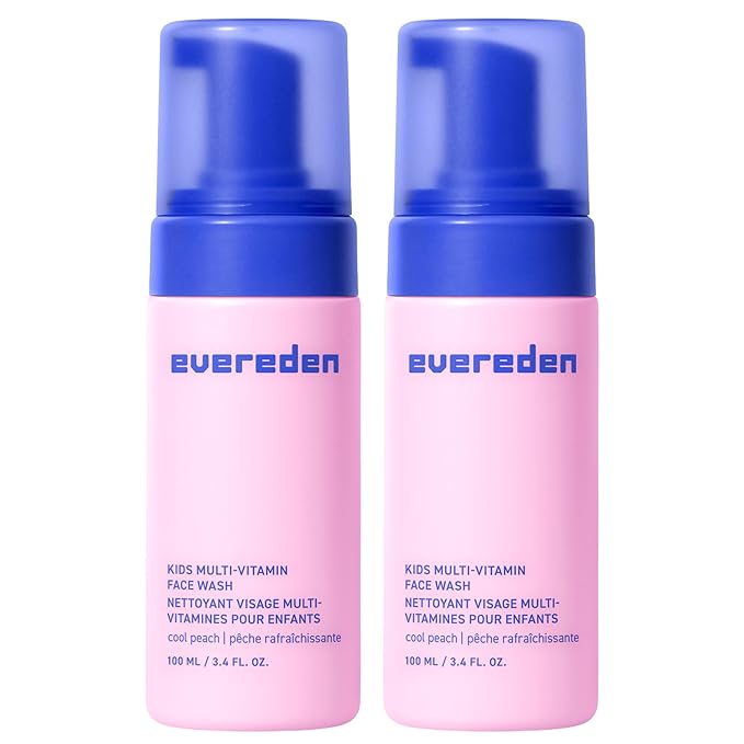 Evereden Kids Face Wash: Cool Peach, 3.4 fl oz. | Gentle Skin Care | Non-toxic and Clean Ingredients | Multi-Vitamin Skin Care for Kids | Pack of 2