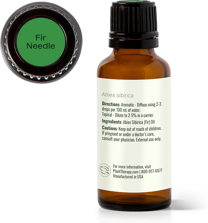Plant Therapy Fir Needle Essential Oil 30 mL (1 oz) 100% Pure, Undiluted, Fresh Scent, Respiratory Support, DIY Cleaners