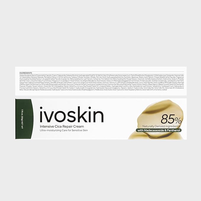Intensive Cica Repair Cream, Korean Dexpanthenol cream, Ultra-Soothing & Hydrating Care Cream for Sensitive Skin with Madecassoside (1.76oz / 50g)