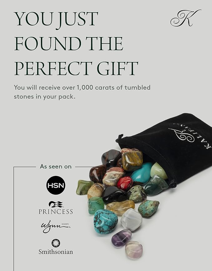 KALIFANO Bulk Tumbled Stones – Over 1,000 Carats Mixed Polished Healing Crystals & Gems for Reiki, Crafts, Kids & Decor (Includes Rose Quartz, Howlite Turquoise, Fluorite, Unakite, Lapis Lazuli) – Piedras de Cristal Para Decorar