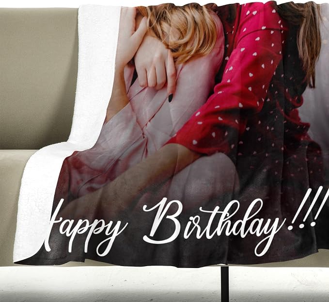 inkArts Custom Blanket with Photo, Personalized Blanket, Customized Photo Blankets, Customizable Picture Blankets, Personalized Birthday Photo Gifts for Women & Men