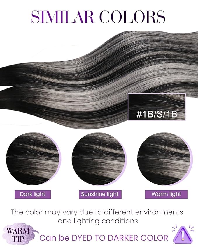 LaaVoo U Tip Hair Extensions Human Hair Ombre Black K tip Hair Extension Real Human Hair Natural Black to Silver KTip Human Hair Extensions Hot Fusion 24 inch 50g/50s