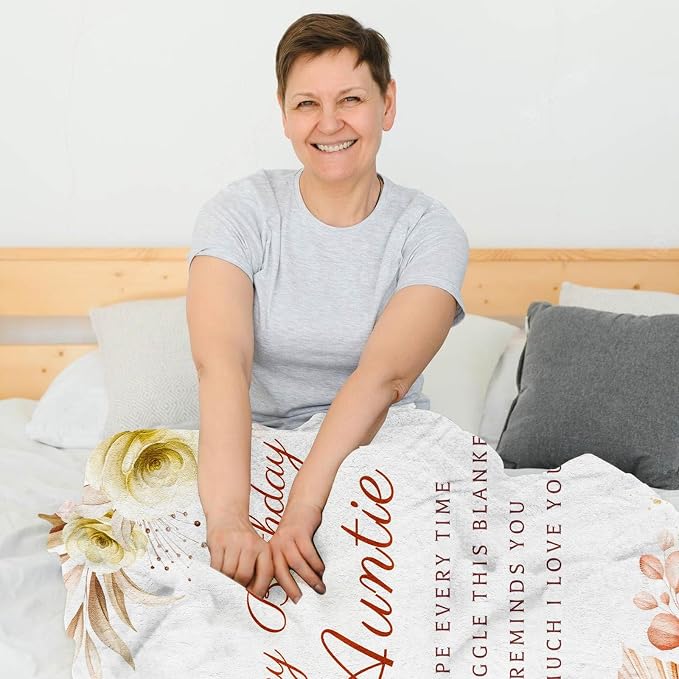 Aunt Birthday Gift Throw Blankets 60 x 50 Inch, Birthday Gift for Auntie from Niece, Happy Birthday Auntie Gifts, Birthday Gifts for Aunt from Nephew, Auntie Birthday Gifts