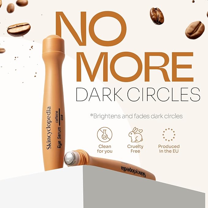 Under Eye Roll-On with Caffeine & Q10, Cooling Roller, Energizing Serum for Dark Circles & Under Eye Dark Spots, Puffiness Bags, Fine Lines & Wrinkles, Deep Hydration Activator.