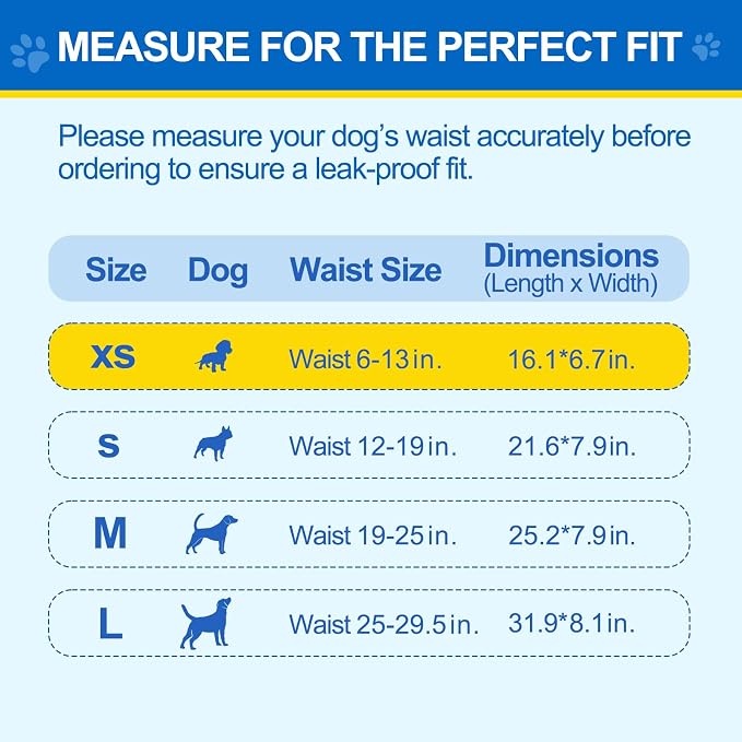 Wowflash 100 Count Dog Belly Bands for Male Dogs, Male Dog Diapers Disposable, Leakproof Dog Wraps with Wetness Indicator, Breathable Quick-Dry, Secure Fit for Doggy Puppy Training, X-Small