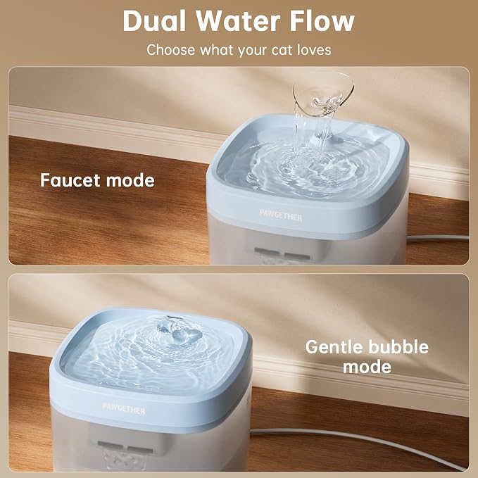 PAWGETHER® Cat Water Fountain with Wireless Pump 51oz/1.5L Dog Water Fountain, Ultra Quiet Automatic Pet Water Fountain Portable Indoor Ourdoor Travel Small Dog Water Dispenser with Adapter Blue