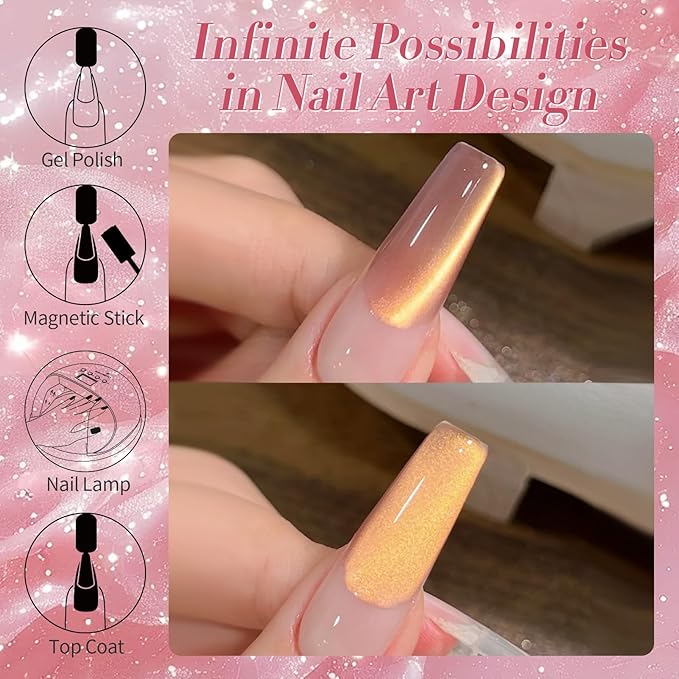Born Pretty Cat Magnetic Eye Gel Nail Polish,Violet haze Jelly Glass Magnetic Gel Polish,Glitter Soak Off Nail Art Salon Manicure Home Gift 15ml