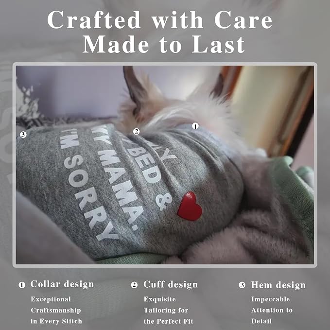 Stylish Cotton Dog Shirt with Print, Soft & Breathable, All-Season Comfort, Fits Most Breeds - Perfect Pet Apparel for Small, Medium, Large Dogs.Grey&s