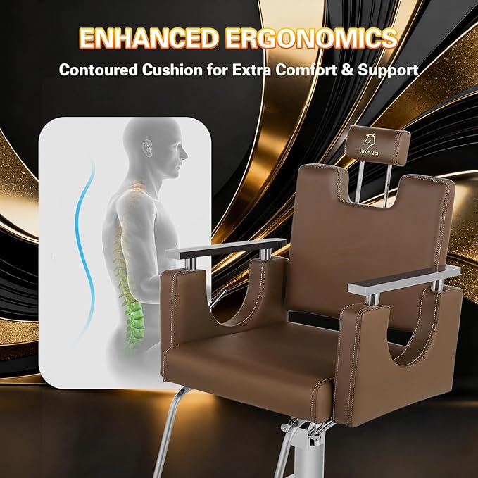 Heavy Duty Barber Chair, 360° Swivel Reclining Salon Chair for Hair Stylist, Height Adjustable Hydraulic Hairdressing Chair with Footrest for Barber Shop, Beauty Salon, Hairdressers