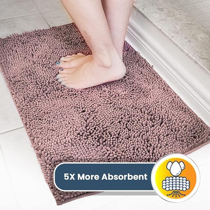 Muddy Mat® | Super Water Absorbent Door Mat Indoor, Microfiber Quick Dry Chenille Entryway Rug, Slip Resistant Front Door Mat, Indoor Mats for Entryway, Machine Washable Pet Rug, Blush Pink 20" x 30"