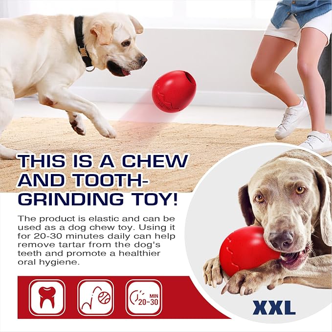 TLKNG Extra-Large Size Dog Fillable Toy - Filler Lick Ball for Large Aggressive Chewers Breed Dogs Durable Peanut Butter Balls & Kibble Treat Dispenser & Chew Toys
