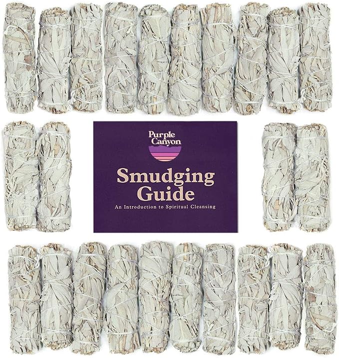 Purple Canyon Sage Smudge Kit - 24 Pack - White Sage Smudge Sticks Incense Kit for Meditation Home Cleansing Aromatherapy and Smudge Rituals - Bulk Refill Bundle