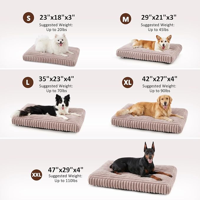 XL Dog Bed, Flat Pet Beds with Removable Washable Cover, Pet Mat Cute Dog Crate Bed Thick Shredded Chopped Crate Foam & Anti Slip Bottom for Indoor