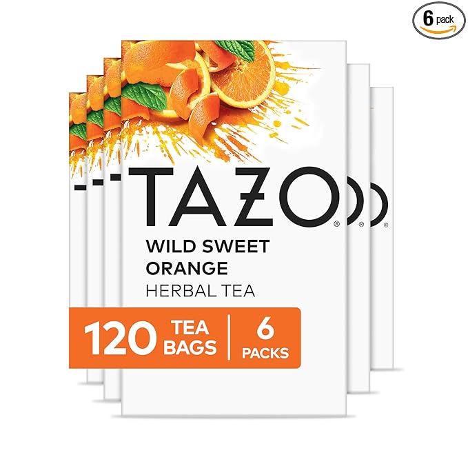 TAZO Wild Sweet Orange Tea Bags, Unsweetened Herbal Tea, Caffeine-Free, 120 Total Tea Bags (20ct - Pack of 6)
