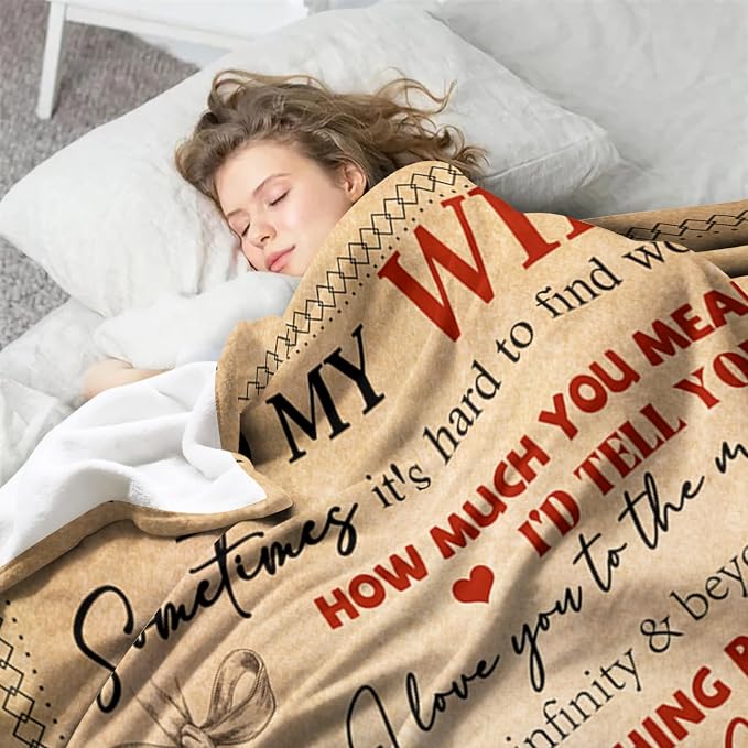 Wife Romantic Gifts from Husband Ideas - to My Wife Blanket 50"x60" | Gifts for Women Her Wife on Birthday Wedding Anniversary Mother's Day Christmas Valentine's Day