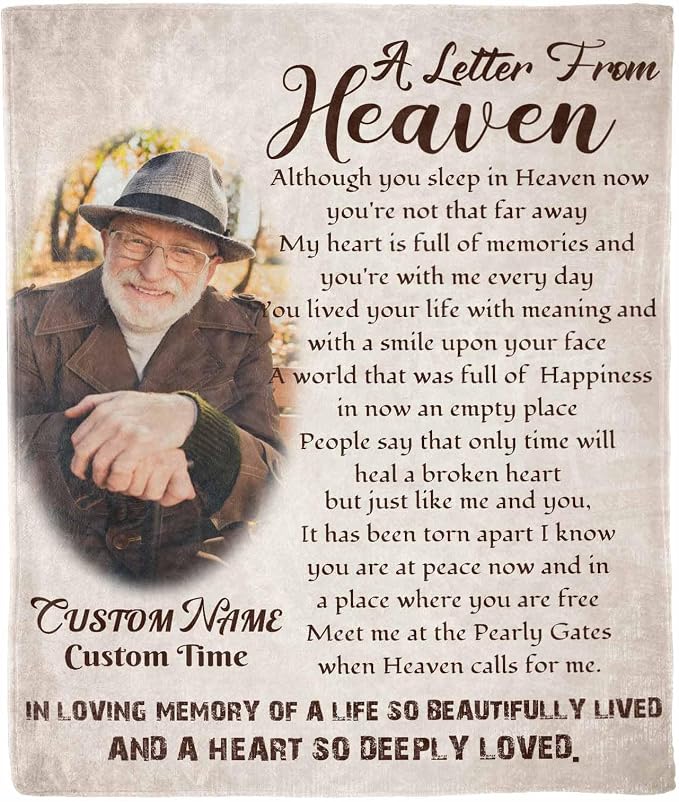 Custom Memorial Blanket with Photo - Sympathy Gift for Loss of Loved One