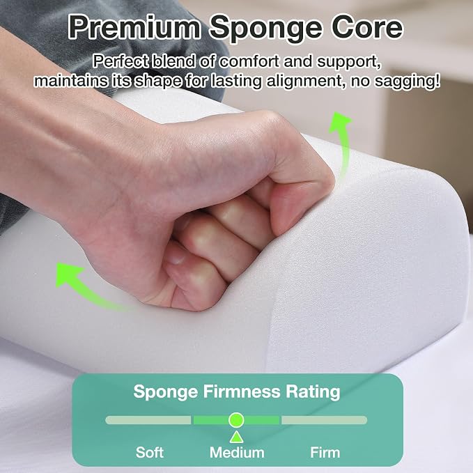 Half Round Neck Bolster for Massage Table, 17 x 6 x 4 in Velvet Half Moon Pillow for Sleeping Pain Relief Massage Table Leg Pillow w/Strap Handle, Machine Washable Knee Bolster for Massage Bed - Gray