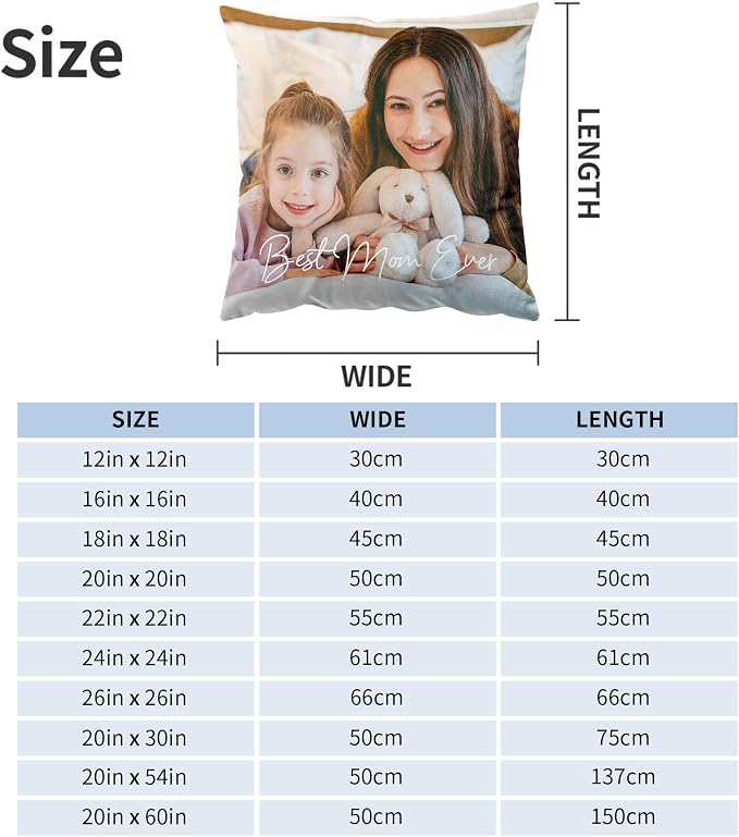Easycosy Custom Velvet Pillow with Picture & Text, Two-Sides Customized Photo Pillowcase, 18"x18" Personalized Pillow Cover with Photo, Custom Gifts for Mom Mother's Day (Optional Pillow Insert)